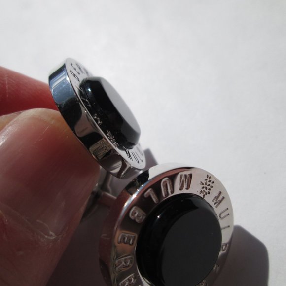✨Vintage MULBERRY Cuff Links Cufflinks Silver Black Designer Signed Round Circle - Picture 11 of 13